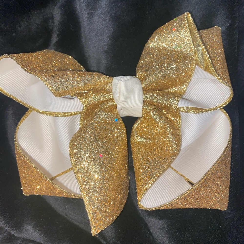 Gold Glitter Bow EUC